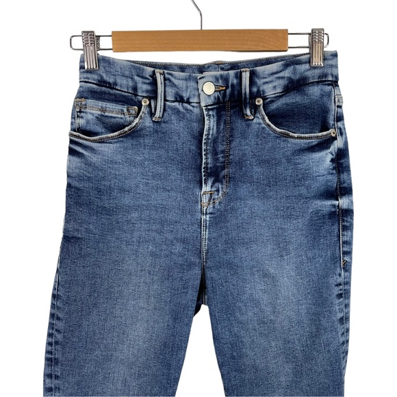 Good American Good Waist Cropped Skinny Leg High Waist Raw Hem Stretch Jeans 8 - Picture 3 of 16
